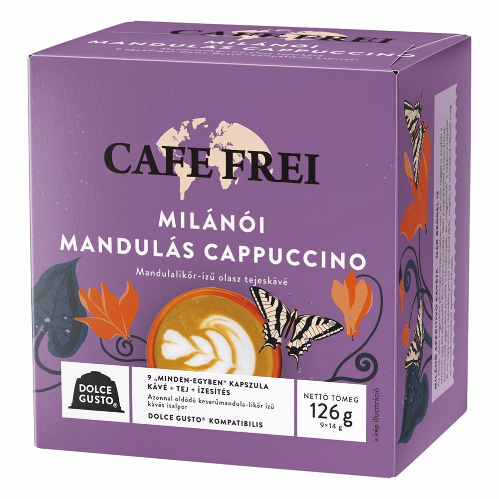 Kávékapszula CAFE FREI Dolce Gusto Milánói mandulás cappuccino 9 kapszula/doboz