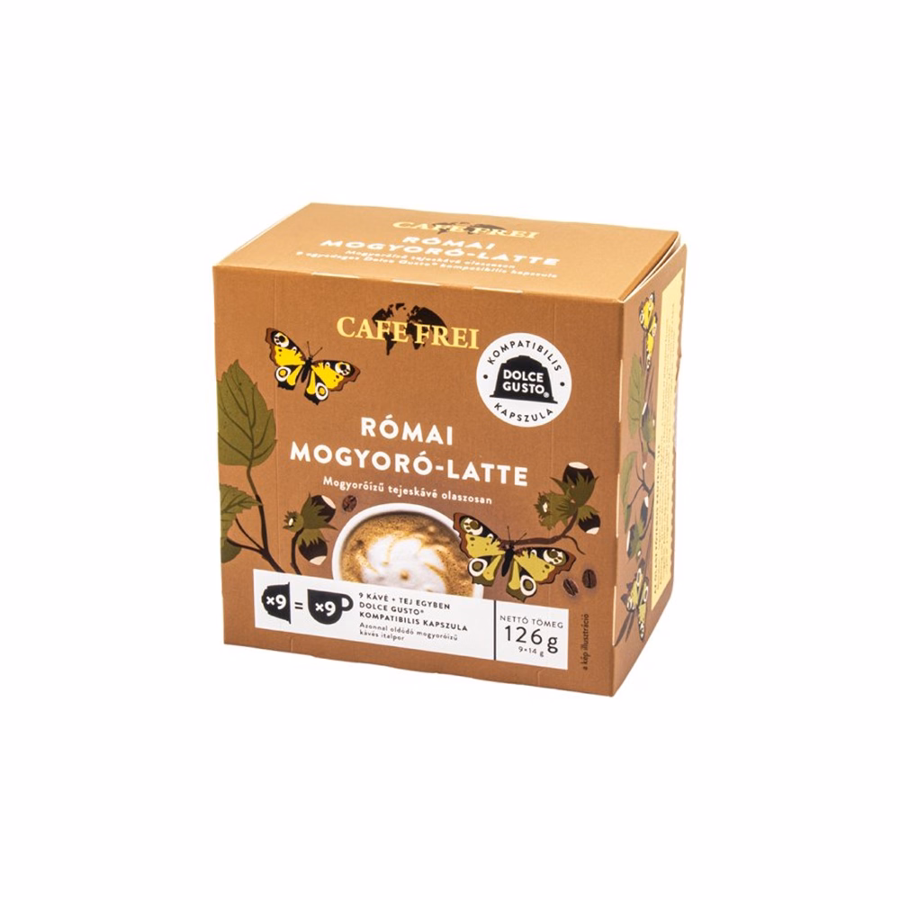 Kávékapszula CAFE FREI Dolce Gusto Római mogyoró Latte 9 kapszula/doboz