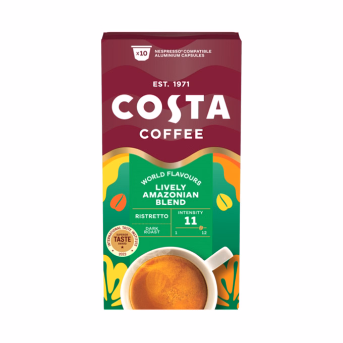 Kávékapszula COSTA COFFEE Nespresso Lively Amazonian Blend 10 kapszula/doboz