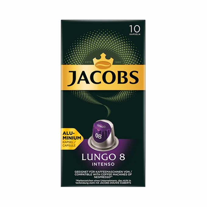 Kávékapszula JACOBS Nespresso Lungo 8 Intenso 10 kapszula/doboz