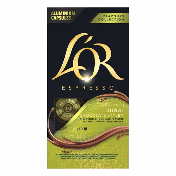 Kávékapszula L`OR Dubai Csokoládé Stílusú Nespresso kompatibilis 10 kapszula/doboz