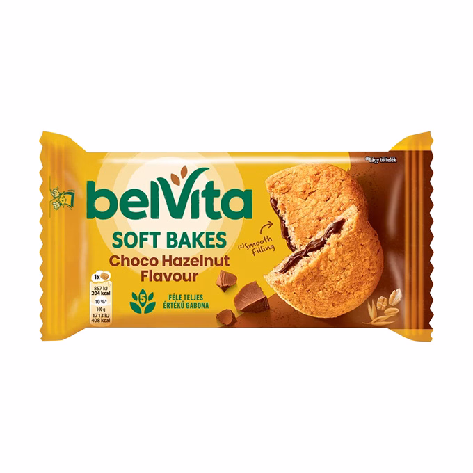 Keksz BELVITA Jó Reggelt! Softy csokoládés-mogyorós töltelékkel 50 g