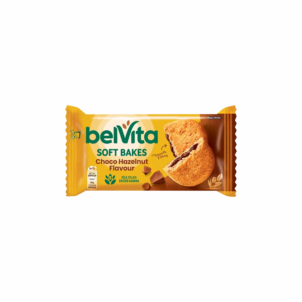 Keksz BELVITA Jó Reggelt! Softy csokoládés-mogyorós töltelékkel 50 g