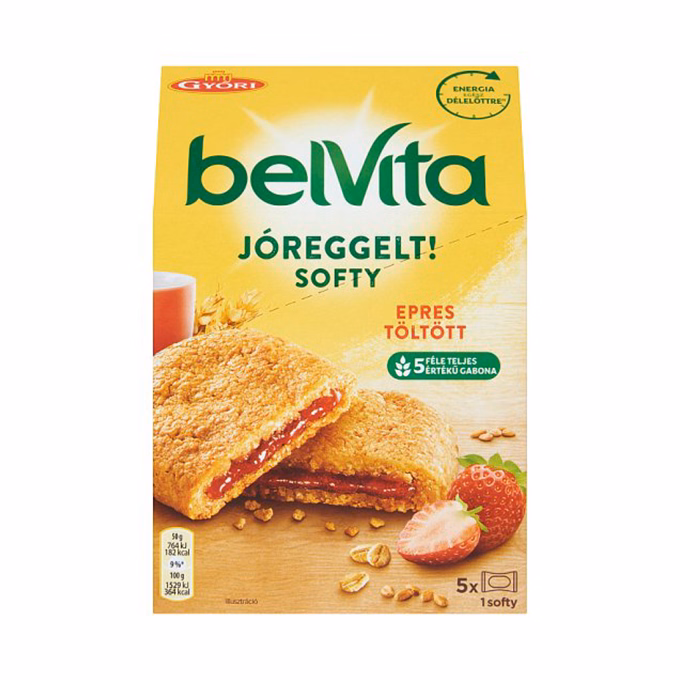 Keksz BELVITA Jó Reggelt! Softy epres töltelékkel multipack 250 g