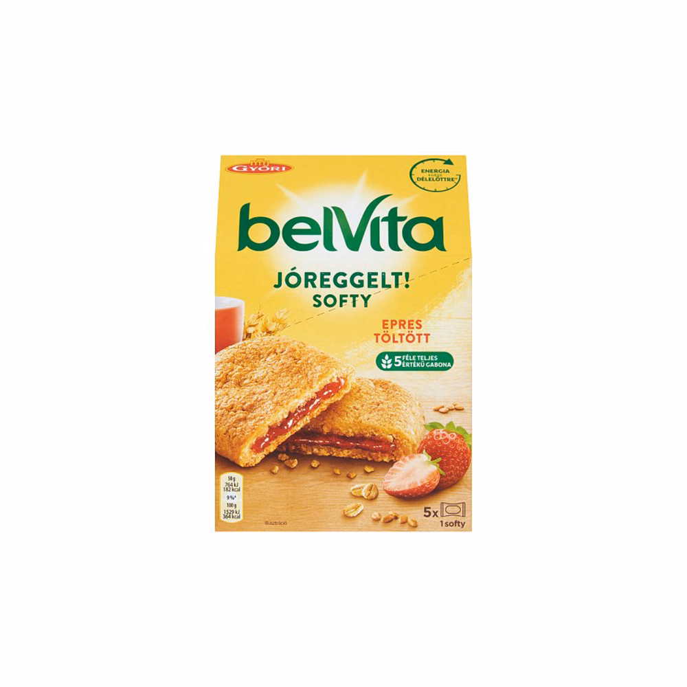 Keksz BELVITA Jó Reggelt! Softy epres töltelékkel multipack 250 g