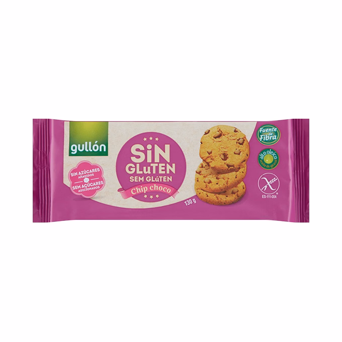 Keksz GULLON Choco Chips gluténmentes és cukormentes 130 g