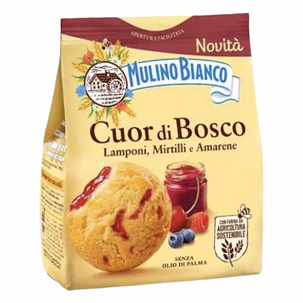 Keksz MULINO BIANCO Cuor di Bosco erdeigyümölcsös krémmel töltött 300 g