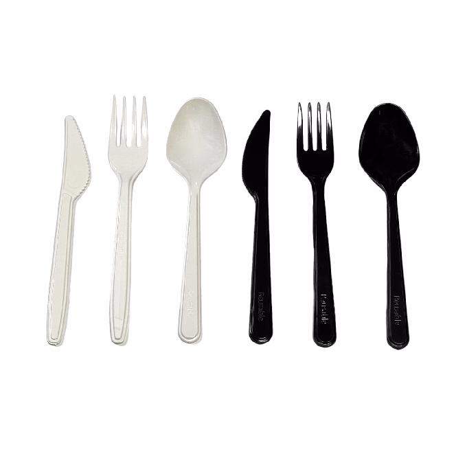 Kés újrahasználható PS műanyag 180mm fekete 100 darabos