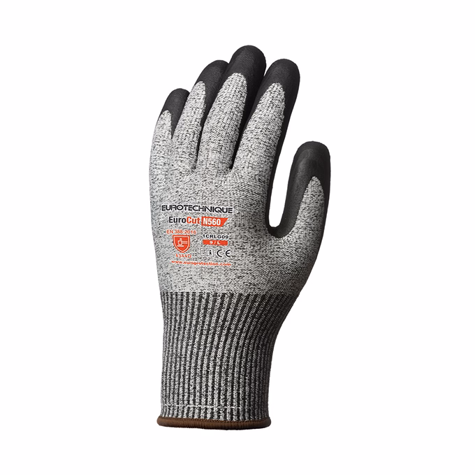 Kesztyű mártott COVERGUARD Eurocut 5 vágásbiztos nitril szürke/fekete 6-os 2 darab/pár