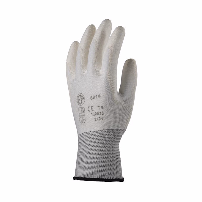 Kesztyű mártott COVERGUARD poliészter PU tenyérrel fehér 6-os 2 darab/pár