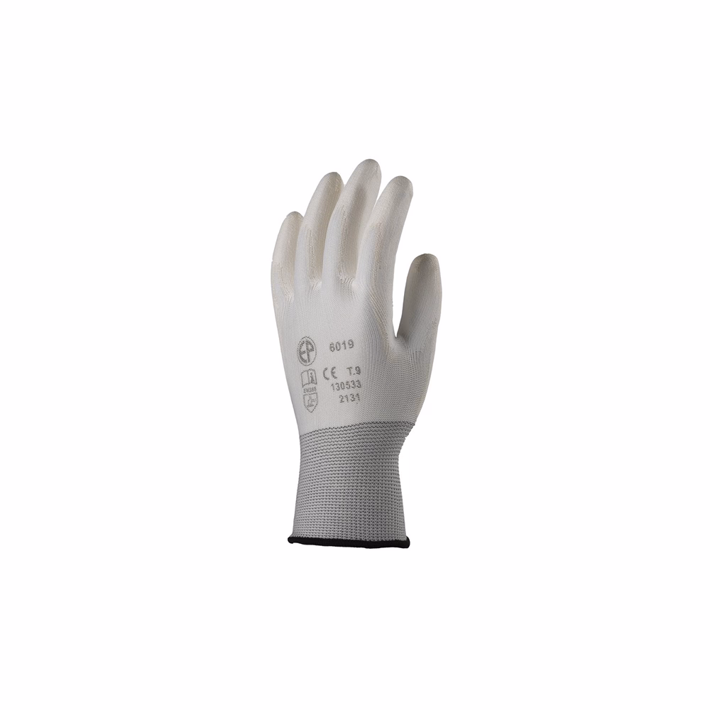 Kesztyű mártott COVERGUARD poliészter PU tenyérrel fehér 9-es 2 darab/pár