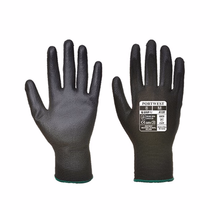 Kesztyű mártott PORTWEST nylon PU tenyérrel fekete 8-as 2 darab/pár