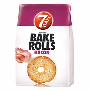 Kétszersült kenyérkarika TUC Bake Rolls bacon 80 g