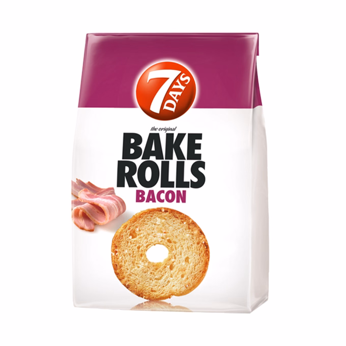 Kétszersült kenyérkarika TUC Bake Rolls bacon 80 g