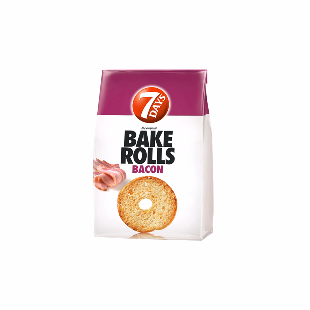 Kétszersült kenyérkarika TUC Bake Rolls bacon 80 g
