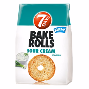 Kétszersült kenyérkarika TUC Bake Rolls hagymás tejfölös 80 g Kétszersült kenyérkarika TUC Bake Rolls hagymás tejfölös 80 g
