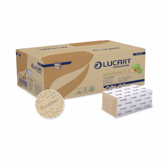 Kéztörlő hajtogatott LUCART EcoNat V2 21x21 cm 190 lap  barna 2 rétegű 20 csomag/karton