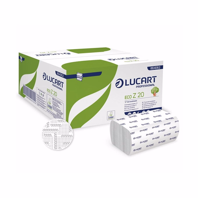 Kéztörlő hajtogatott LUCART Eco ("Z") 20x24 cm 200 lapos fehér 2 rétegű
