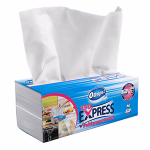 Kéztörlő hajtogatott OOOPS! Express ("V") 25x21 cm 150 lap 2 rétegű fehér 12 csomag/karton