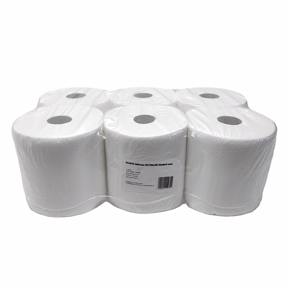 Kéztörlő tekercses VECTRALINE Standard maxi 19 cm 2 rétegű 80 m 400 lap 100% cellulóz hófehér 6 tekercs/csomag
