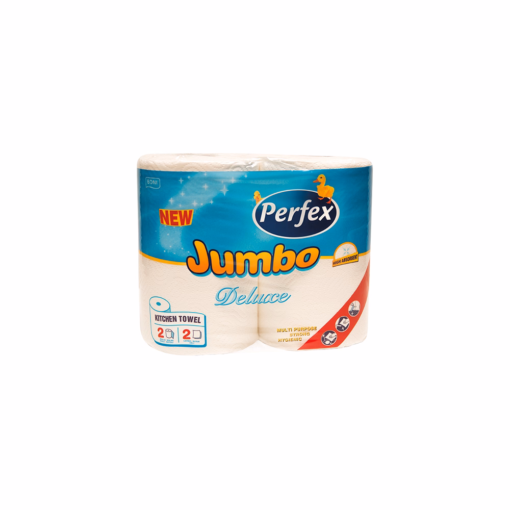 Kéztörlő tekercses háztartási PERFEX Boni Jumbo Deluxe 2 tekercses 2 rétegű