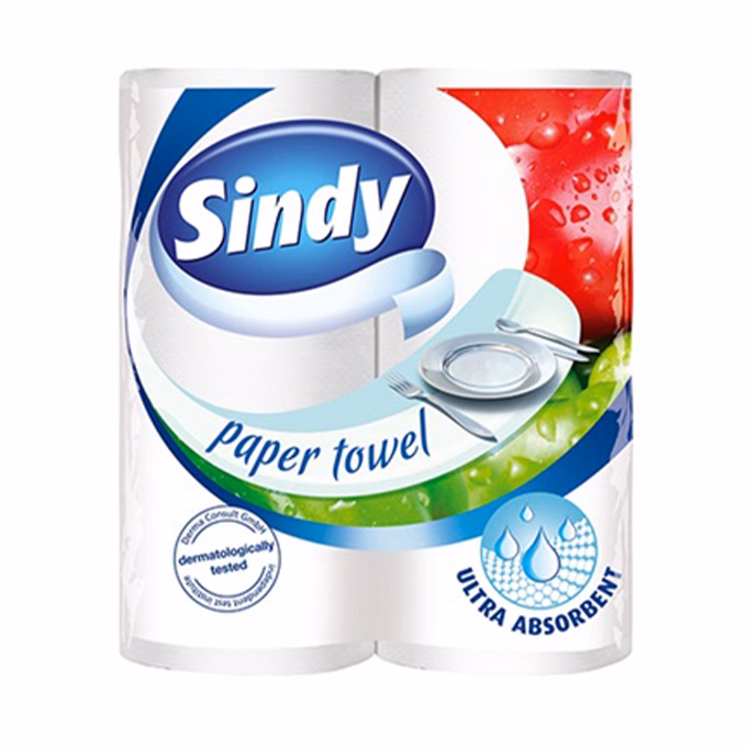 Kéztörlő tekercses háztartási SINDY 2 tekercses 2 rétegű
