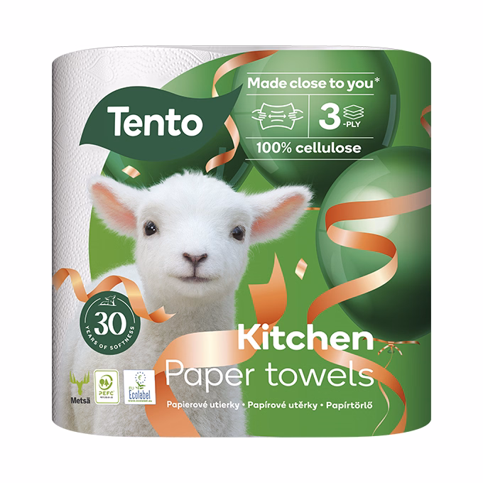 Kéztörlő tekercses háztartási TENTO Kitchen 2 tekercses 3 rétegű