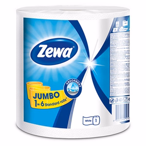 Kéztörlő tekercses háztartási ZEWA Jumbo White 325 lap 1 tekercses 2 rétegű