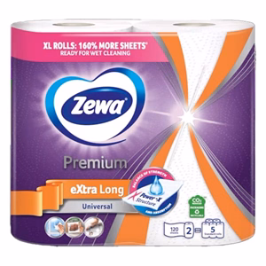Kéztörlő tekercses háztartási ZEWA Premium Extra Long Plus 120 lap 2 tekercses  2 rétegű