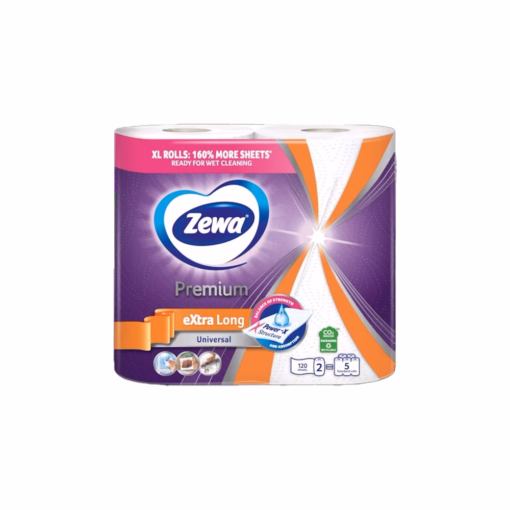 Kéztörlő tekercses háztartási ZEWA Premium Extra Long Plus 120 lap 2 tekercses  2 rétegű