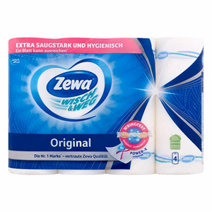 Kéztörlő tekercses háztartási ZEWA Wisch & Weg Original 4 tekercses 2 rétegű