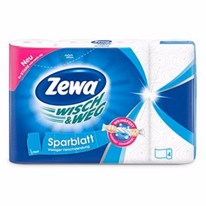 Kéztörlő tekercses háztartási ZEWA Wisch & Weg Original Sparblatt 4 tekercses 2 rétegű