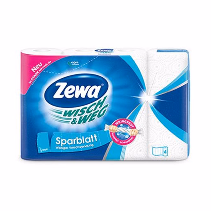 Kéztörlő tekercses háztartási ZEWA Wisch & Weg Original Sparblatt 4 tekercses 2 rétegű