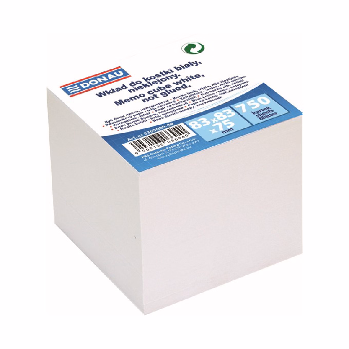 Kockatömb fehér DONAU 8,3x8,3 cm nem ragasztott