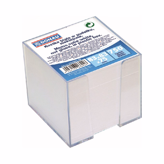 Kockatömb fehér DONAU 9,2x9,2 cm tartóban nem ragasztott