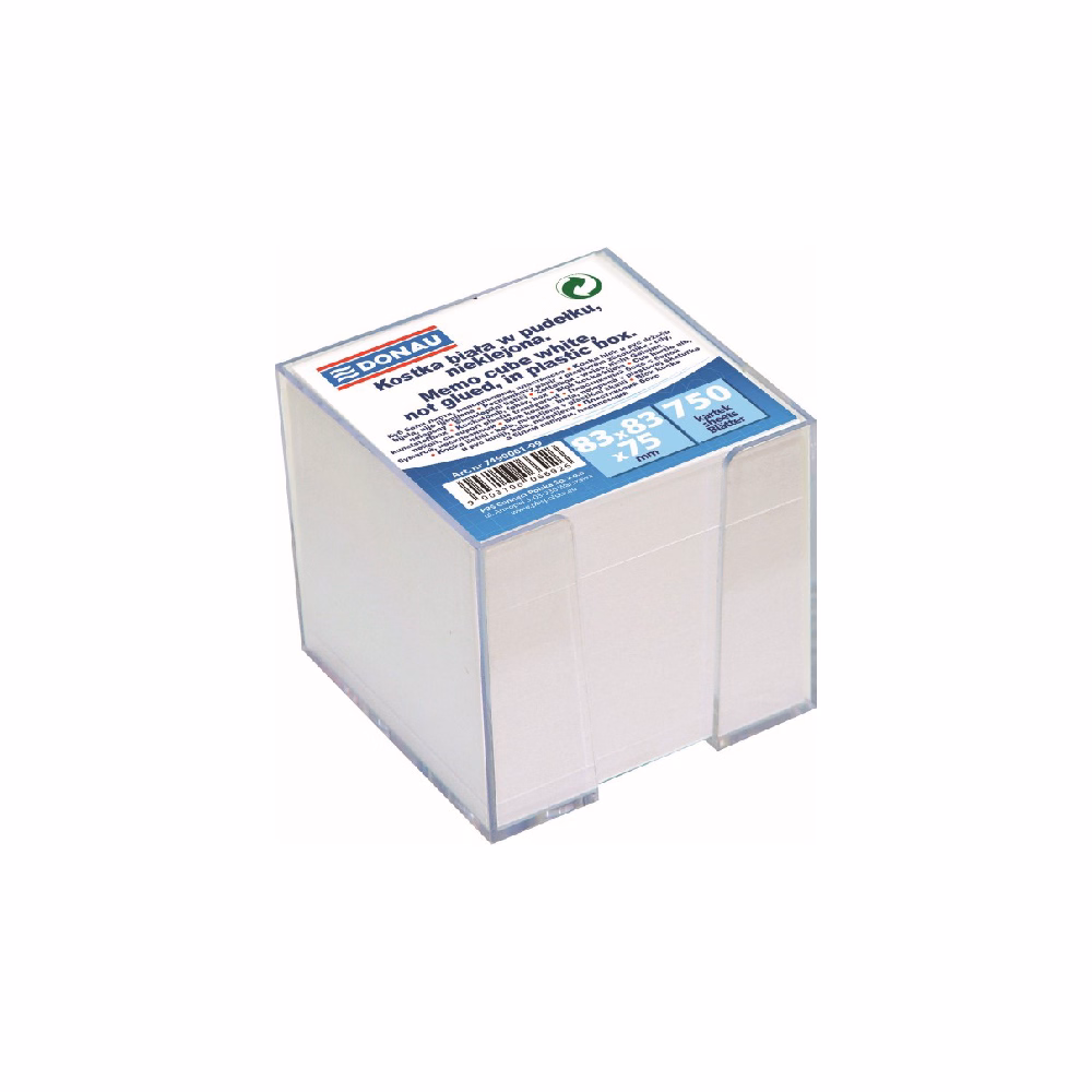 Kockatömb fehér DONAU 9,2x9,2 cm tartóban nem ragasztott