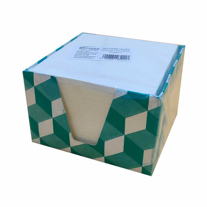 Kockatömb fehér FORTUNA 9x9x6 cm mintás tartóban