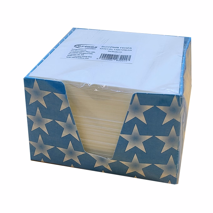 Kockatömb fehér FORTUNA 9x9x6 cm mintás tartóban