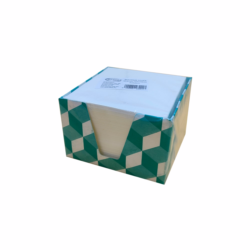 Kockatömb fehér FORTUNA 9x9x6 cm mintás tartóban
