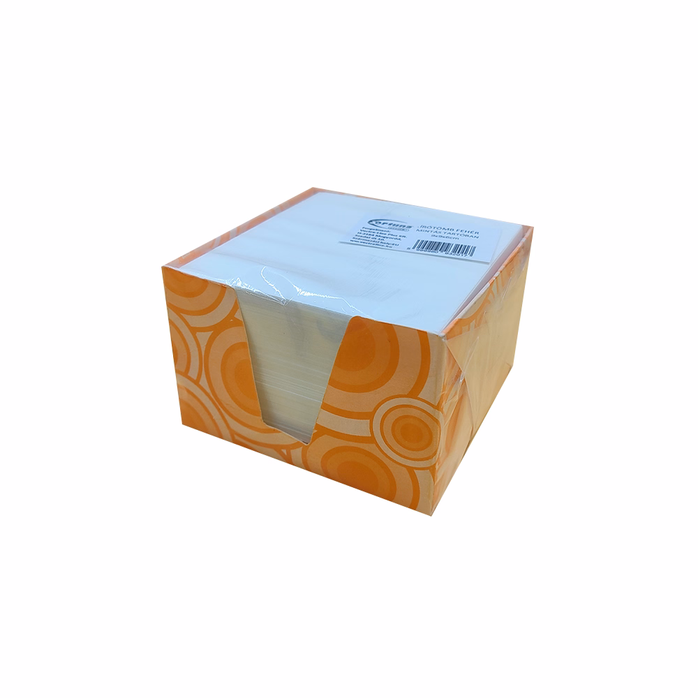 Kockatömb fehér FORTUNA 9x9x6 cm mintás tartóban
