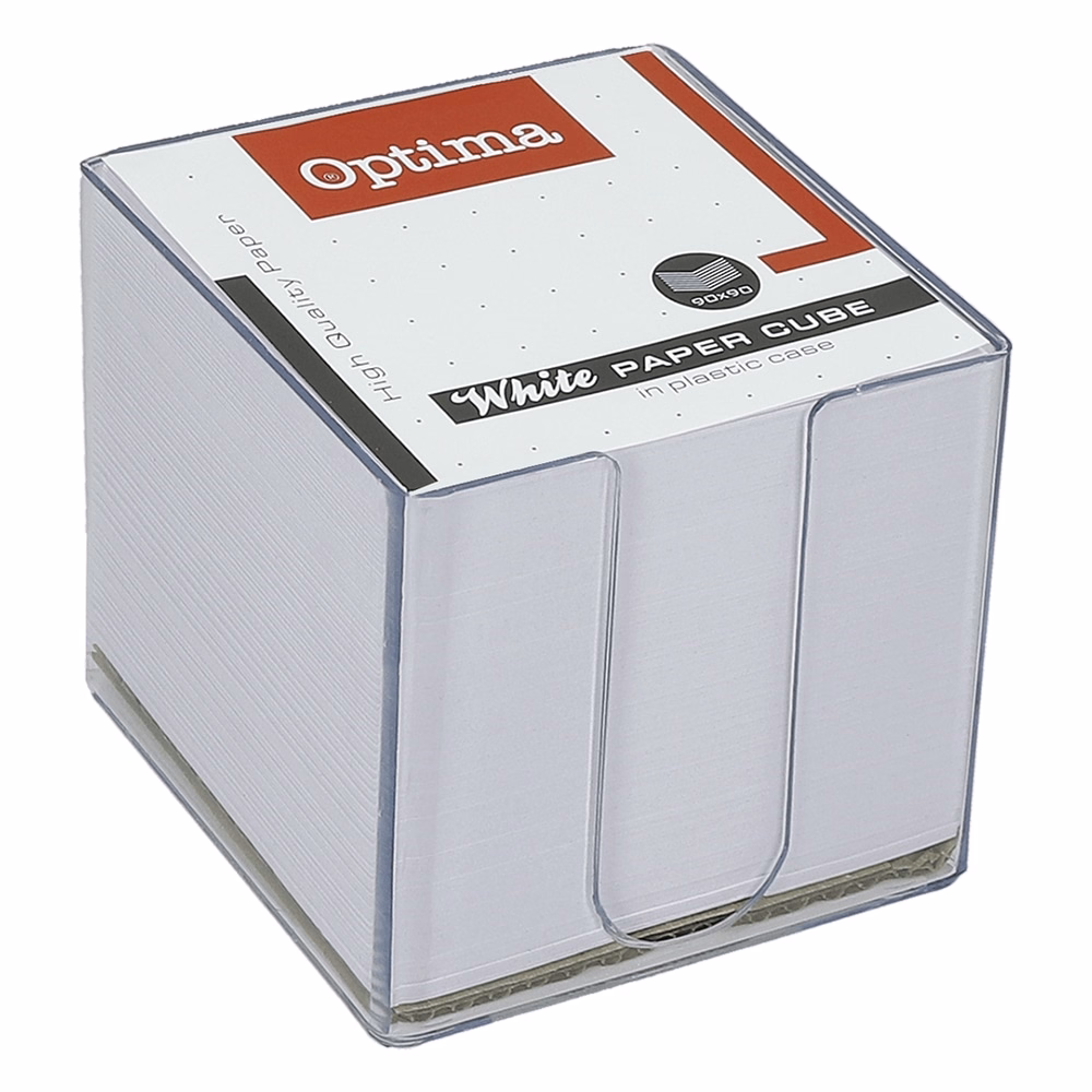 Kockatömb fehér OPTIMA 9x9x9 cm műanyag tartóban