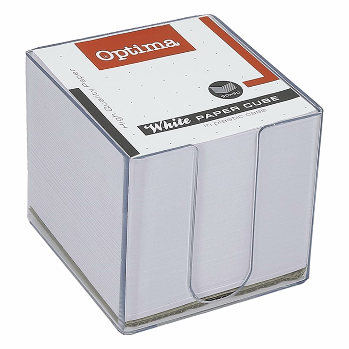 Kockatömb fehér OPTIMA 9x9x9 cm műanyag tartóban