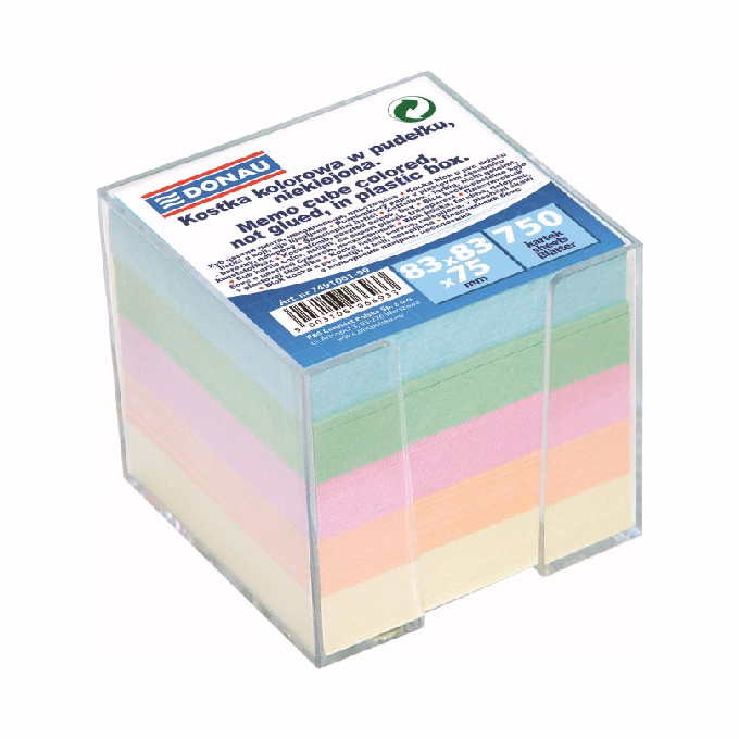 Kockatömb színes DONAU 9,2x9,2 cm tartóban nem ragasztott pasztell