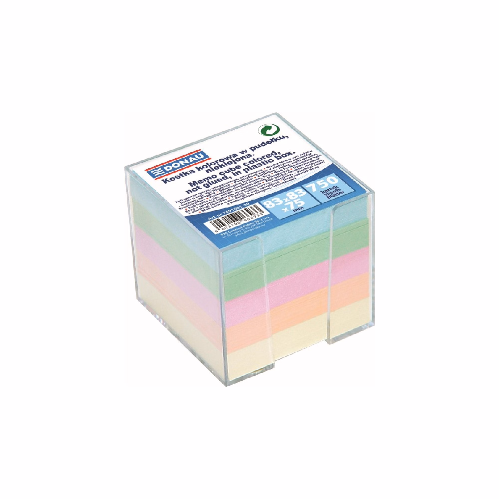 Kockatömb színes DONAU 9,2x9,2 cm tartóban nem ragasztott pasztell