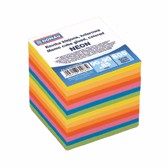 Kockatömb színes DONAU 9x9 cm ragasztott neon