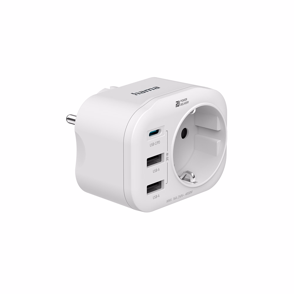 Konnektor HAMA + 2xUSB + USB-C 20W