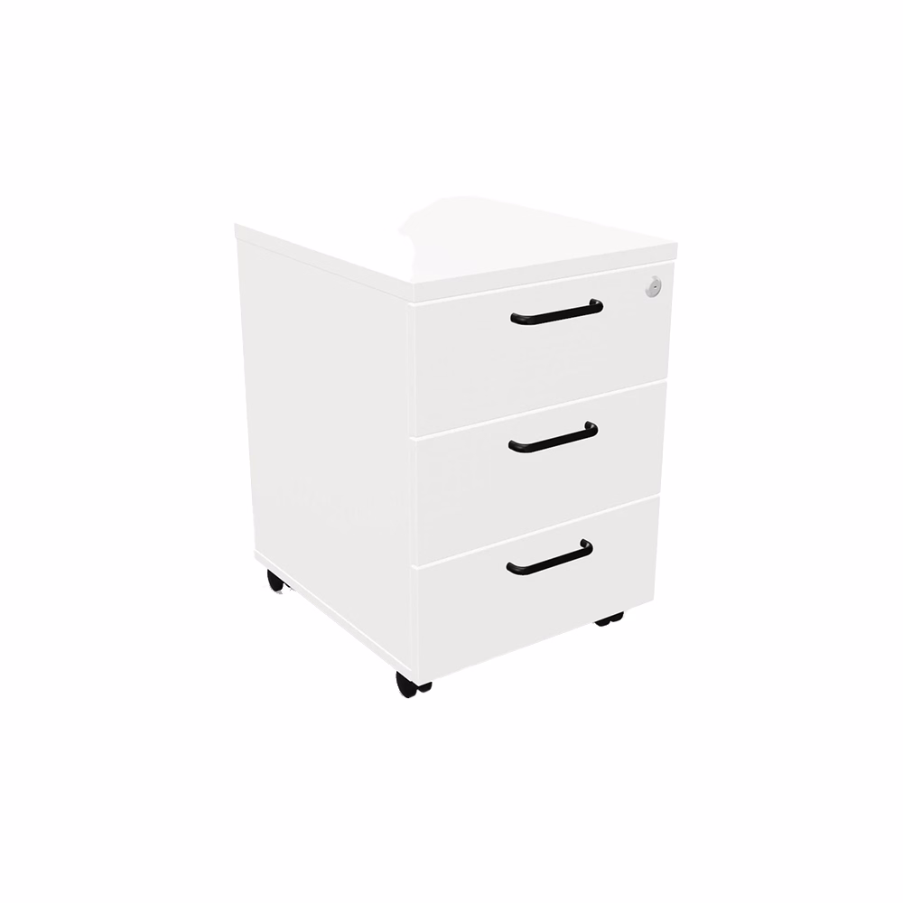 Konténer NOWYSTYL Easy Space mobil irodai 430x480x600 mm 3 fiókos zárható fehér fekete foganytúval