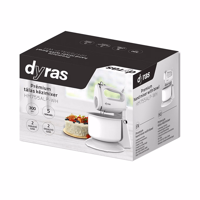 Konyhai robotgép DYRAS HM755ALP-WH 300W 4 keverőszár fehér
