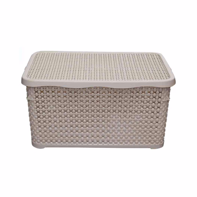 Kosár rattan hatású műanyag fedéllel 30L