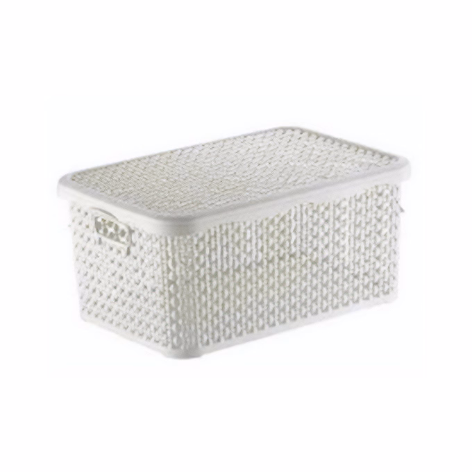 Kosár rattan hatású műanyag fedéllel 30L